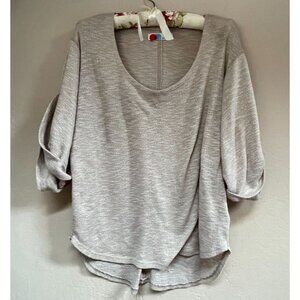 Free People FP Beach Nani Knit Top Women's One Size Scoop Neck Rolled Sleeve Tan